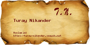 Turay Nikander névjegykártya